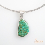 Green Turquoise Pendant set in Sterling Silver